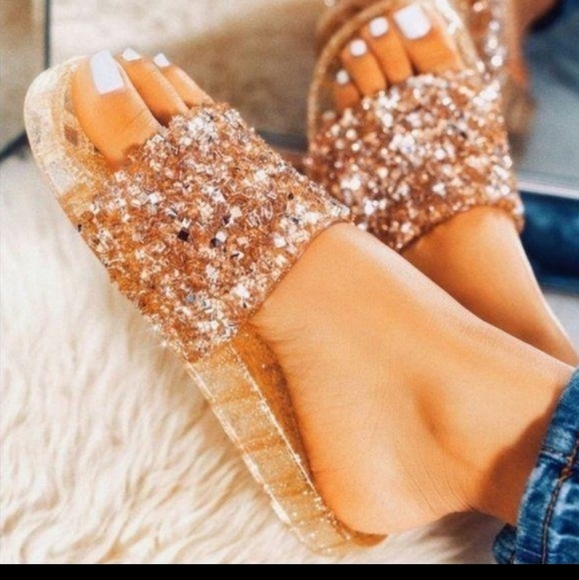 Gold Sparkle Slides - Picture 2 of 4